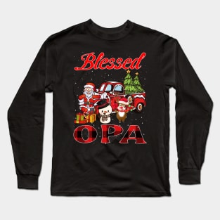 Blessed Opa Red Plaid Christmas Long Sleeve T-Shirt